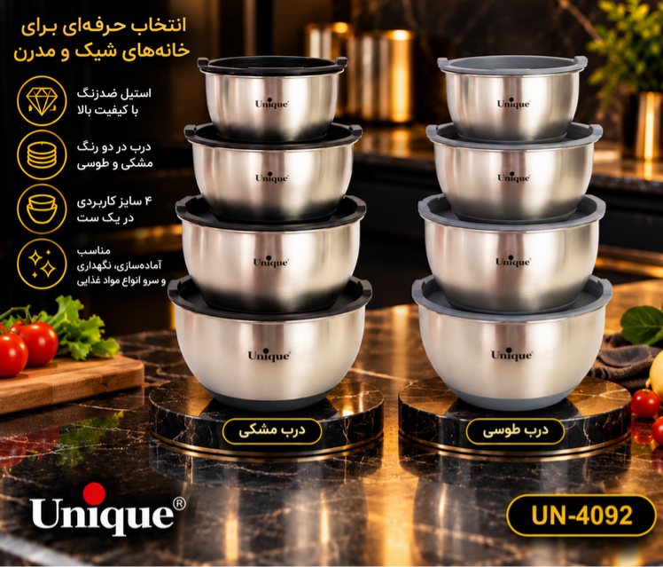 لگن ۴پارچه استیل ۴۰۹۲ یونیک